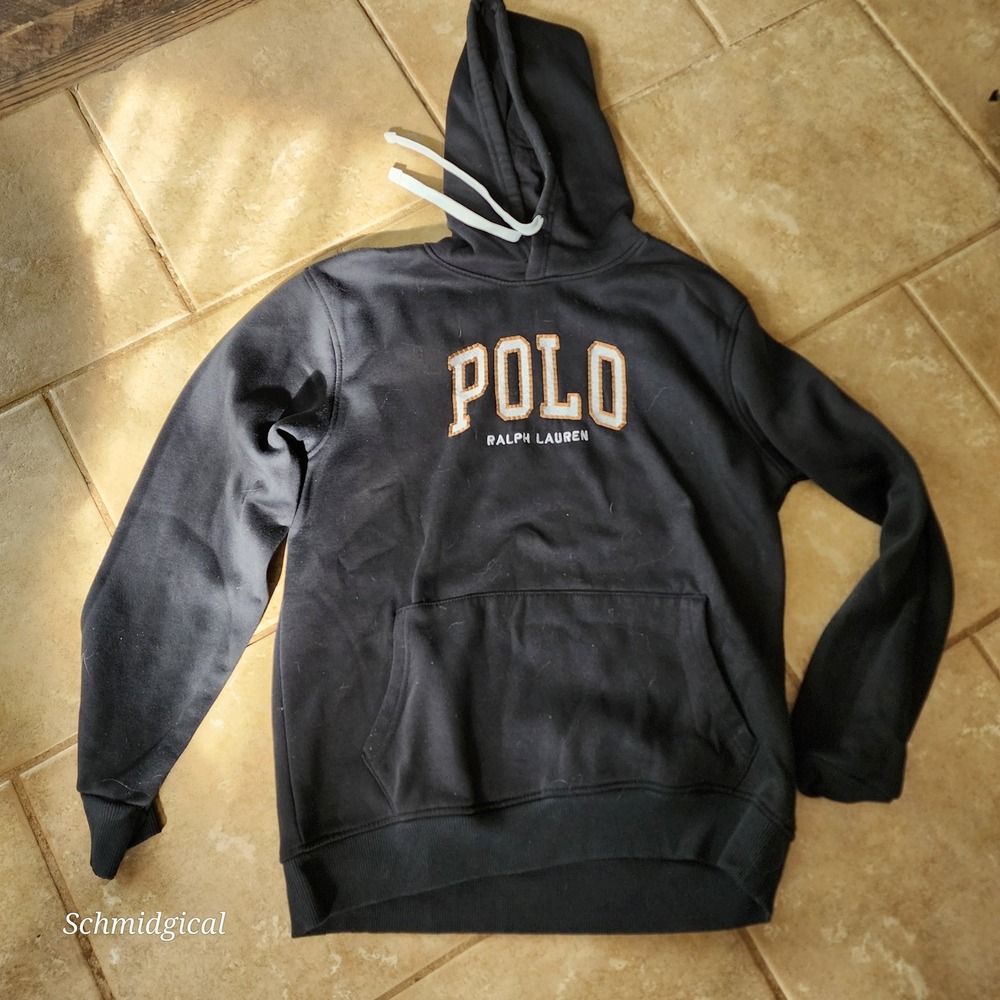 Polo Ralph Lauren Kids Black Fleece Hoodie XXL 11-12 Embroidered Logo Sweatshirt